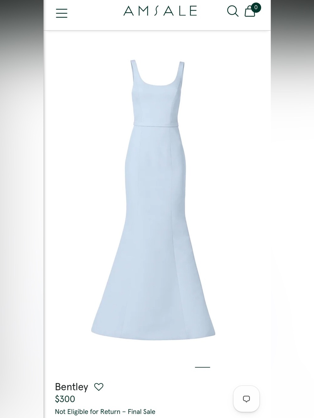 Amsale Bentley dress in color ice